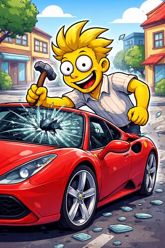 How to Ralph. Ralph is destroying a Ferrari that he built.